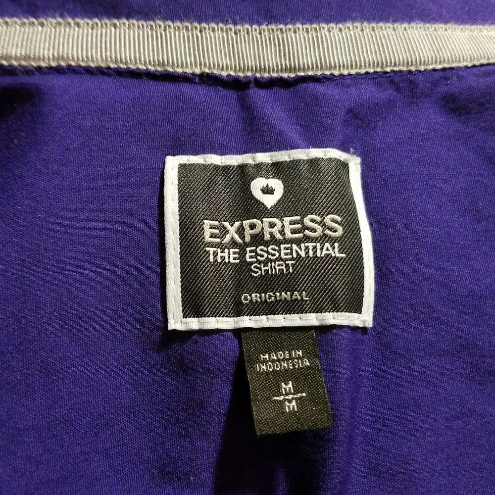 Express  royal purple/leopard print detail shirt - Picture 7 of 7